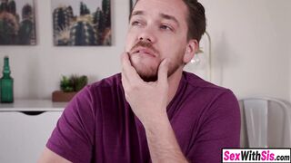 Small teen step sister and her Latin babe cougar ally screw her blindfolded step brother