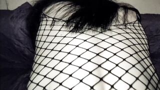 Semen flows like a river at the sight of this babe in a mesh bodysuit