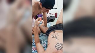 Sucking and deepthroating my dom's large ramrod