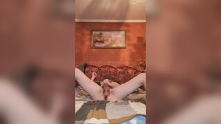 Stroking in pose of preggy