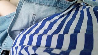 Stepbrother touching My Large Breasts and My Soaked Pants in the Car