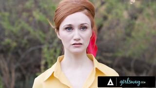 GIRLSWAY - Tiny eighteen y/o Campers Lana Smalls & Scarlet Skies SCISSOR & KISS Out of Getting Caught!