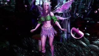 Stupid pale-skinned fairy gracefully posing in a elven woodland alone