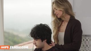 Golden-haired mother I'd like to fuck Athena Anderson reduced stepson’s stress with a oral-job and her juicy bald cunt screwing