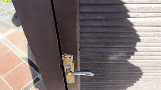 Risky public sex in a beach changing cabin.We've been caught