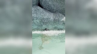 Monika Fox In Blue Bikini Swims In Pool In Paradise Place