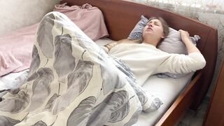 Morning masturbation ended in a loud climax. I fondle my taut snatch.