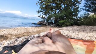 A sexy hotty watched me play on the beach in public