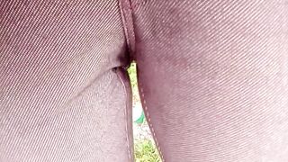 Pee in jeans purple outdoor