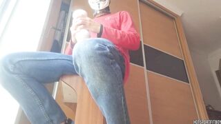 Banging a fleshlight with my large weenie at the window - this makes me groan and cum so much