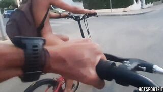 Wild Gal Biking Exposed on Public Road: Flaunting Her Body and Snatch!