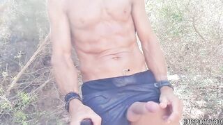 Touching my large weenie walking in a public hiking Trail near beach - Risky