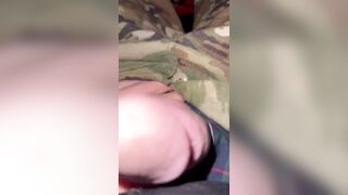 Lascivious army soldier jerks off in his used boxer shorts shooting a hawt load