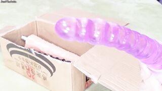 Cute shemale DaniTheCutie tries getting banged by a weird looking anal beads sex-toy hybrid