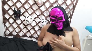 My immoral stepsister's large vagina finds my dong on Halloween!! That babe groaned from the enjoyment that babe felt when that babe was permeated by my jock.