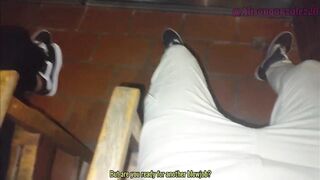 My superlatively good ally sucks my penis in the rain on her balcony