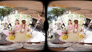 VR Bangers: Hawt Chicks In Pink Pants Screw U After A Glass Of Limonade In A FFM Three-some - VR Porn