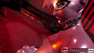 CG Halloween Animation: Morrigan’s Tugjob Service and Gloryhole Throat Screw with Cum in Throat!