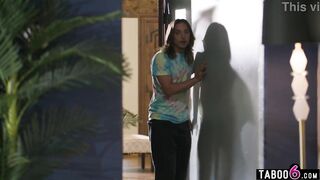 Oriental teen stepsis busts perv stepbrother peeping on step mama