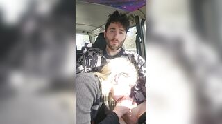 Car bj glad yummy cum in throat