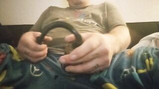 Jerking off till giant precum load