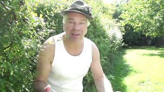 Golden-haired mother I'd like to fuck gets caught masturbating outdoor and bangs