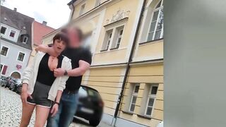 Cute transsexual gal used in public! Grabbing! Flogging! Slapping! Mouthfuck! Facial!