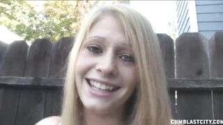 Golden-haired Bimbo Topless Cumblast