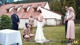 BRIDE4K. Golden-haired bride with natural titties enjoyed a admirable screw on her kinky wedding