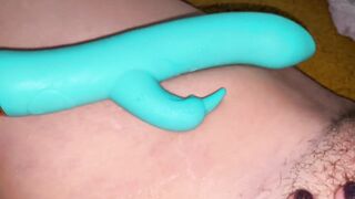 Lustful Unshaved And Creamy Twat Playing With A Rabbit Sex toy Quickie