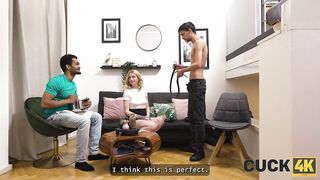 CUCK4K. Preggo blond with valuable natural body is screwing a stranger in front of her spouse