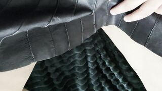 Large Curly Clitoris Erection Underneath Leather Petticoat