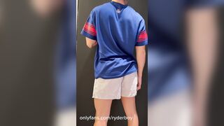 NFL Football Guy With a Massive Knob Jerks off & Shows His Smooth Bubble Booty HAWT Groaning Spunk flow