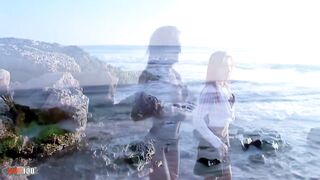 Angie Kiss: Pornstar Small Redhead Angie Kiss Removing Garments on the Beach