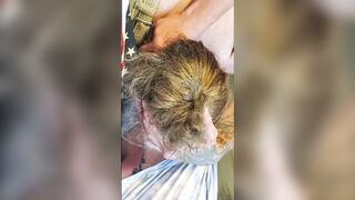 Anisleigh getting warmed up on a pool table in view of the highway