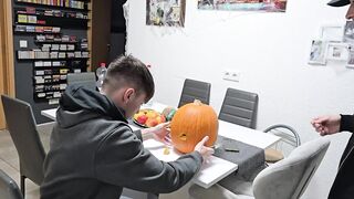Homo boyz have pleasure: We bang the Halloween Pumpkin and cum on it