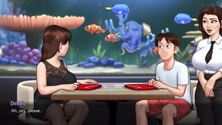 Summertime Saga - Breasty Stepmom gets rammed by a large shlong after a romantic date