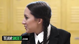 Punk Angel Wednesday Adams and Her Black Ally Get Drilled by a Classmate - Freya von Doom and Lilly Starfire