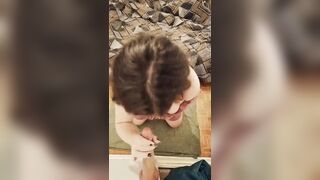 Cute teen play with a realistic sex tool