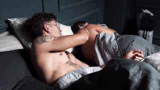 Stepmother bangs her stepson after they end up sharing the same hotel couch