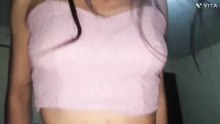 My stepdaughter comes to the room by herself when we are alone at home.