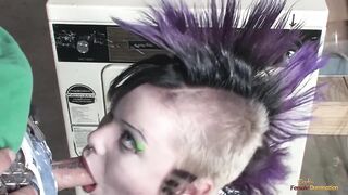 Alt sweetheart in fishnet hose enjoys fanal invasioning previous to carpet munch and hard penetration