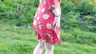 Alice - Custom Vid Request,  squatting to pee outside three times ;)