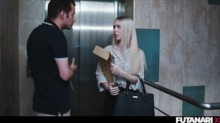 Cute Small Blond Beauty Nata Gold Facefucked by Excited Real Life Futanari Tgirl Amirah - It Follows Parody