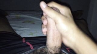 Twink jerks off, cums on his schlong