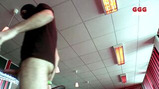 Behind the scenes bukkake group sex film with hawt chick in GGG John Thompson