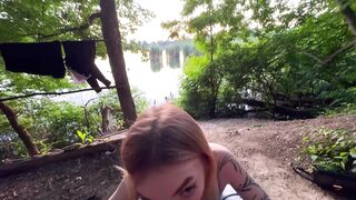Sexy sex in nature POV: Cum on Lina's moist booty