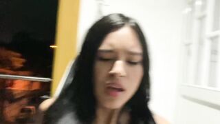 Outdoor anal-act of love on the balcony. A passerby looks at us!