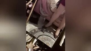 Dude wearing hose and red heels