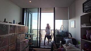 Screwing sextoy outdoors